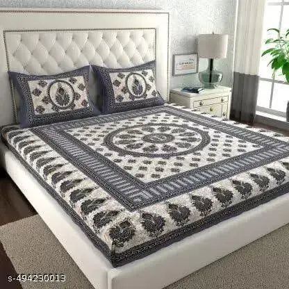 100 %cotton double bed bedsheet with 2 pillow cover