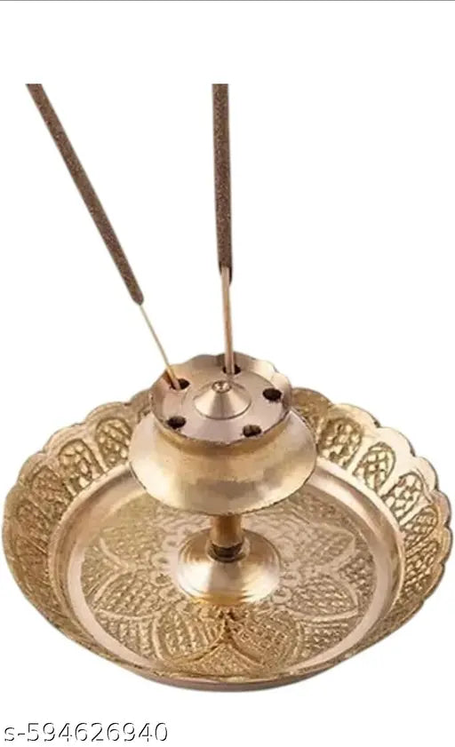 Handcrafted Brass Agarbatti Stand with 5 Holes | Traditional Incense Stick Holder with Ash Catcher | 6 cm Design for Mandir, Worship Use, Puja Ghar