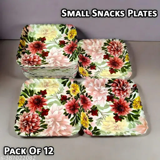 Set of 12 Melamine Snack Quarter Plates - Perfect Addition to Your Kitchen Utensils and Plates Collection