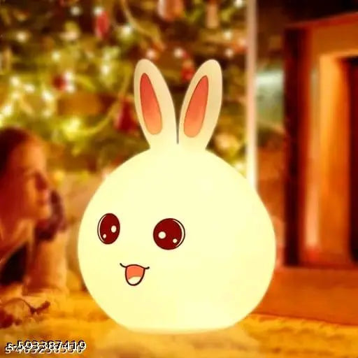 Big Face Rabbit Siliconee Night Light - Portable LED Bunny Lamp Night Lamp (Pack of 1, Multicolor)