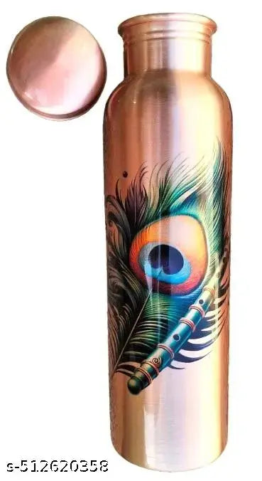 Copper + Morpankh Printed Copper Water Bottle,  Printed bottle, Copper bottle, 900 ml Bottle