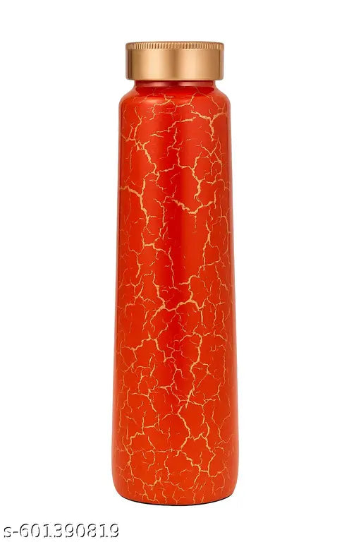 Vague Venture Pure Copper Water Bottle 1000ml – Red Flame Crack Design, Ayurvedic Health Benefits, Leak-Proof & Eco-Friendly Flask"