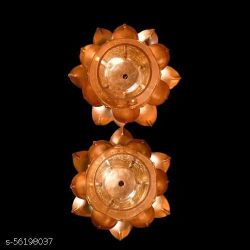 SUTEKI Lotus Shape Candle Stand with Gold Crackle Glass Holder for Home Decoration/Special Occasions Side Table Decoration Gift Set for Festival Decoration Gift (5x5 inches) Pack of 2