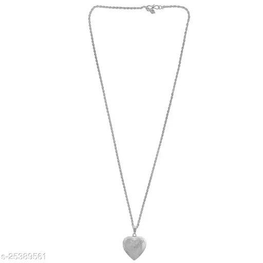 Morvi Brass Silver Plated Heartshape Mini Size Heart Love in Forever Photo Moment Pendant Locket Jewellery for Men and Women