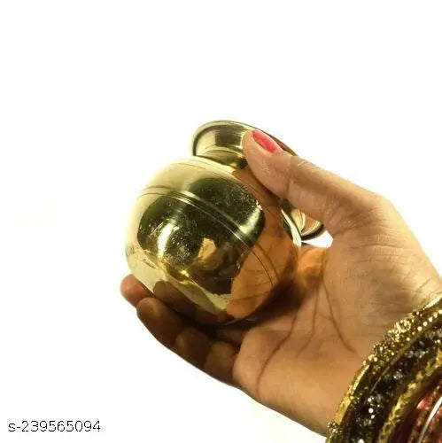 Small Brass Golden Pooja Kalash Lota | Brass Kalash For Pooja, Subha Kalash (8 cm)