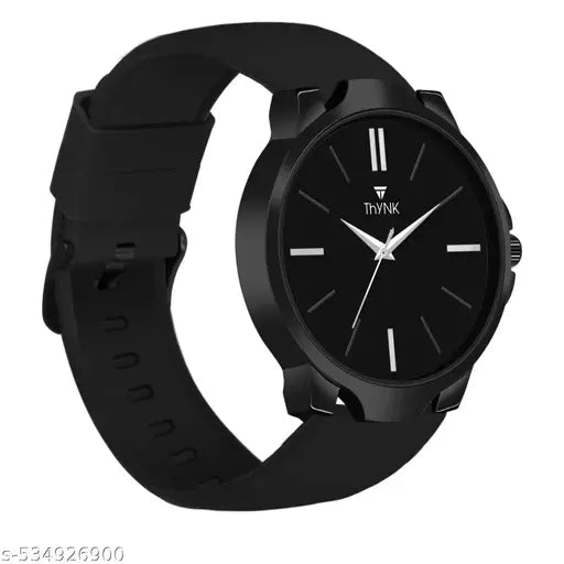 THYNK Men's Black Silicon Strap Black Dail Analog Watches Classic, Attractive, Professional, top-trendy and stylish Analog Watches for Men/boys for office, school use