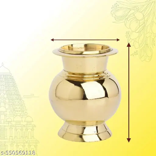 Brass Kalash (Heavy) - Sacred Hindu Water Pot for Puja, Home Decor, Wedding, Festivals, Daily Worship, and Spiritual Rituals