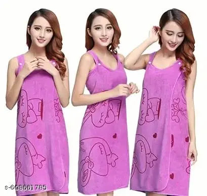 Microfiber Bathrobe/Bath Towel/Magic Towel/Beach Dress/Beach and Spa Bathrobe for Girls & Women 300 GSM - (Pack of 1, multi )