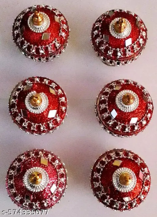 Red Kumkum Box Sindoor Dani Dabbi Bharni for Women Kumkum Pot for gifting and home Pooja Storage (Pack of 6)