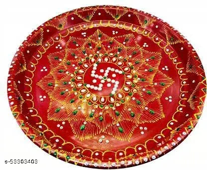 Rockfield Karwa chauth thali Set| karwachauth puja thali Set | Pooja Thal | Lota/Kalash | Channi for Karwa Chauth Pooja, (Thali, Channi, Kalash, Diya, Akshat)