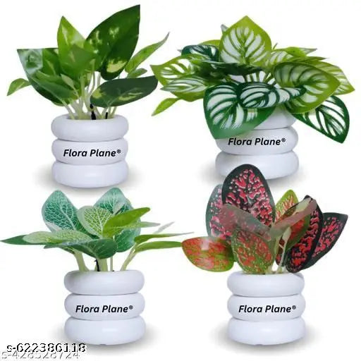 Planet Artificial Plants for Home Decor | Realistic Looking | Home Decor Items | Durable Plastic | Wall Decoration Items for Living Room | Dimensions: 6 cm X 12 cm (Pack of 4)