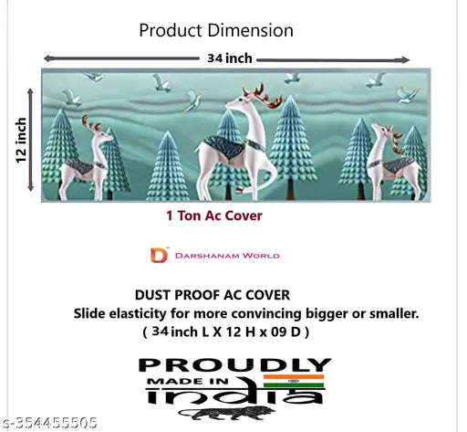 3D Printed AC Cover 1.5 Ton Air Conditioner Dust Cover Folding Designer Ac Cover for Indoor Split Ac 1.5 ton (97 x 33x 21.5 cm)