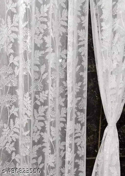 Harvee Traders Presents Imported Polyester Beautiful Heavy Net White Sheer Net 2 Pecs Curtain