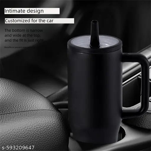1200ML Stainless Steel Tumbler Hot and Cold with Handle and Lid 1 Straw Double Insulated Cup 100% Leak Proof Mug Cup Holder for Gym Travelling (4Gen Black)