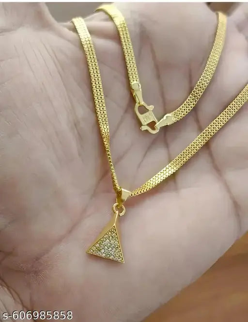 Beautiful &stunning 18K yallow gold plated  Ethic casual wear american dimond -studded ethiic pendant With Chain combo