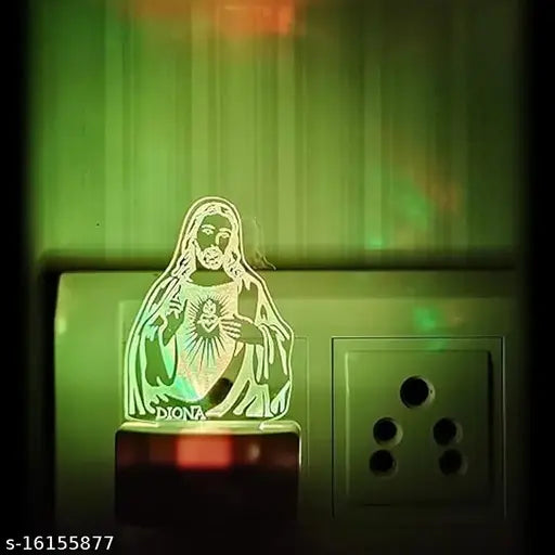 DIONA Night Lamp Jesus Christ Christian Lord Cross 3D LED Night Lamp Illusion Acrylic Multi Colour Changing Small Portable Light Christmas Gifts wall night light Christmas gift Church Night Lamp