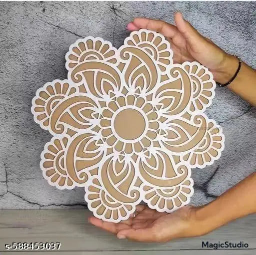 Colorful MDF Ready-Made Rangoli Disc – Decorative Floor Art Plate for Festivals & Pooja
