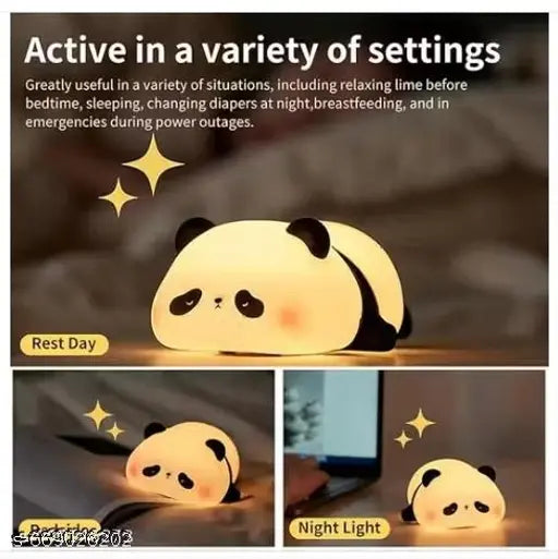Cute Sleeping Panda, USB Rechargeable Soft Silicone Touch Sensor Bedside Pat (PACK OF 1,MULTICOLOR)