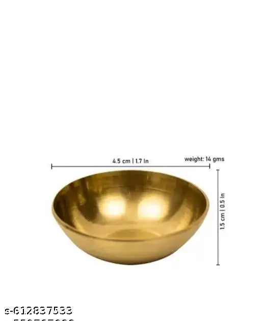 Pure Brass Bowl Diya, Round/Brass Roli Bowl Chandan Katori,Pooja Katori for Keeping Pooja Article in Puja Thali for Diwali Navratri Laxmi Poojan (Size- 25ML) Set of 6 (Hight 1.5 CM, Daya 4.5 CM)