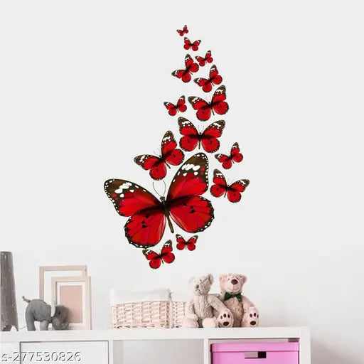 Sticker Aura Butterfly Multicolor Wall Sticker & Murals Size (18X10Inch)