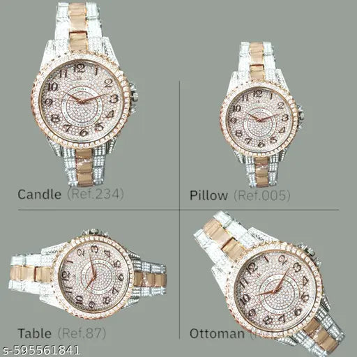 Turkish fashionable Full diamond analog copper silver Luxury analog watch -for men and boys Pack of 1