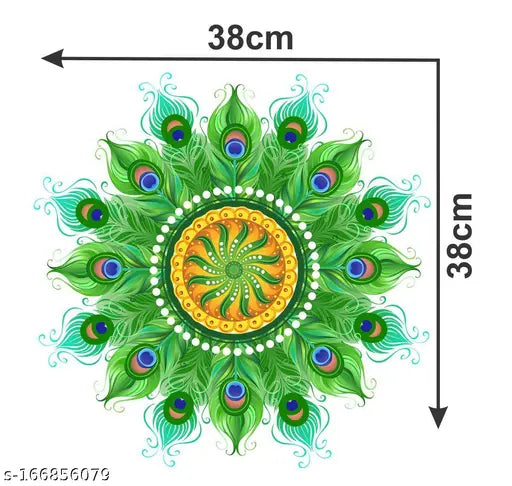 Decor villa Diwali Floor Vinyl PVC Rangoli Wall Floor Table Sticker, Multicolour