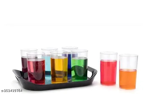 Premium Serving Tray Set of 3 Honeycomb Design Plastic metrial Glossy Finish BPA Free Trays for Kitchen and Office (Black,Set of 3) [ FREE VEG. KNIFE ]