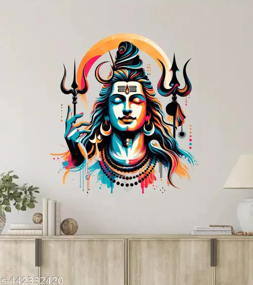 CreativeEdge lord shiva  Wall Sticker For Home Decoration PVC Vinly Multicolor (49CM X 54CM)