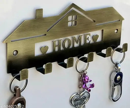 Staineless steel Multi-hook key holder for better organization || Modern home decor key holder || 6-hook key holder || Decorative metal key holder ||