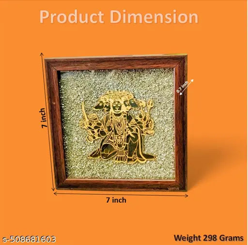 GEMTUB Natural Pyrite Dust Frame with Panchmukhi Hanuman Ji | Attracts Wealth, Prosperity & Good Luck | Feng Shui & Vastu Decor for Home & Office | Spiritual Gift & Positive Energy | 7x7 Inch