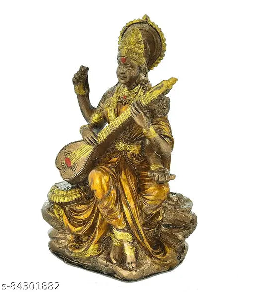 Bronze Saraswati Idol for Home & Office Temple I Veena I Living Room I Guest Room I Office Decorative I Study Table I Teachers Gift