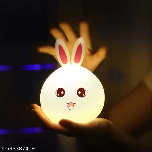Big Face Rabbit Siliconee Night Light - Portable LED Bunny Lamp Night Lamp (Pack of 1, Multicolor)