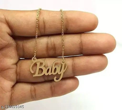 Baby Name Letter Locket Necklace Chain For Boyfriend girlfriend Brass, Copper, Gold-plated Steel, Stainless Steel Pendants & Lockets