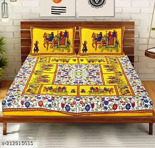 Cotton pure double bed bedsheet with 2 pillow cover