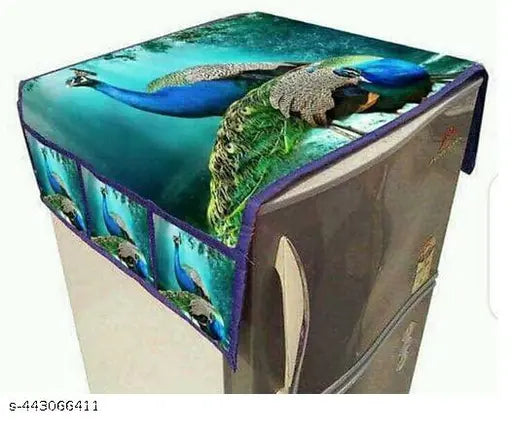 Fridge Cover Combo Of 1 Fridge Top Cover and 3 Fridge Tray Mats ( Pack Of 4 )