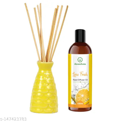 Homecraft Reed Diffuser with Ceramic Pot - Lime Fresh - Home Fragrances - Risk-Free - Easy to use - 100mlReed Diffusers, Oils & Accessories