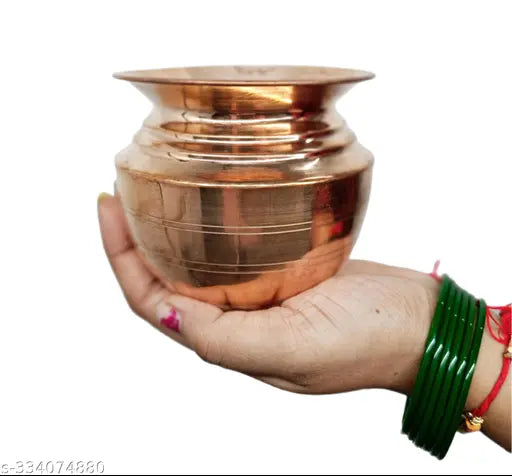 Copper Lota,Kalash, Voll- 350 ML Handmade Indian Copper Kalash, Kalash Lota for Festival Puja Pack of 1