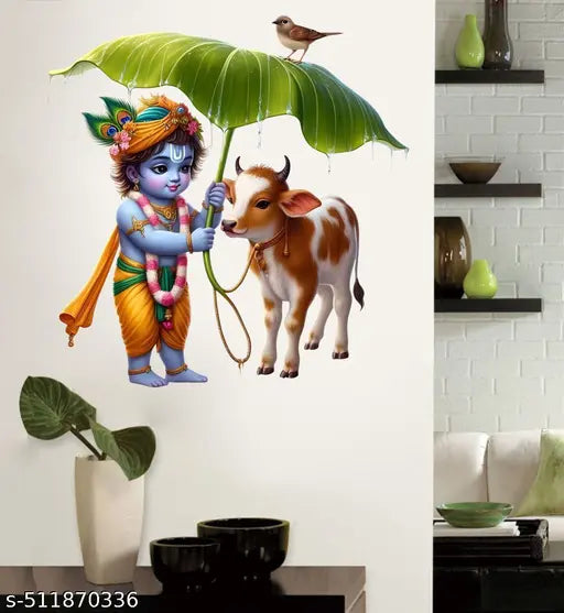 vcreate decor , baby krishna with cow