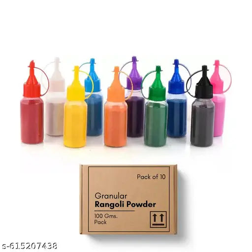 DIY Rangoli Powder – 10 Vibrant Colors for Kolam, Muggu, Alpana, Mandana & Festival Decorations