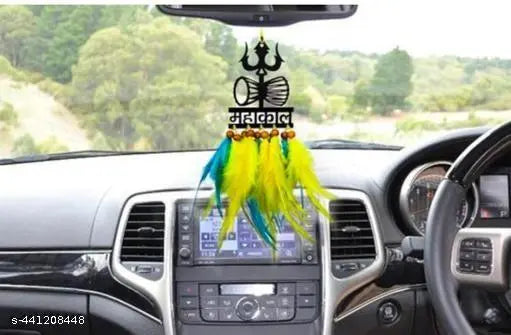 Sioncet created Mahak For car hanger, Yellow and Blue color dream catcher, hand made iteam, ( Pack of One )
