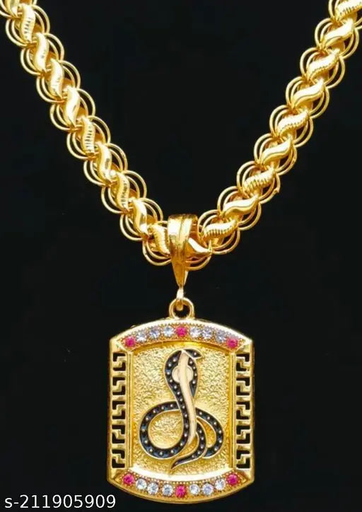 MANYA TRADITIONAL Round squre Goga pandent Locket with chain  for Mens and boys  Pendants & Lockets