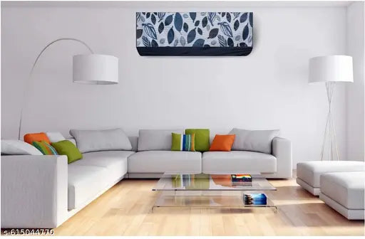 Split Ac Cover With Indoor and Outdoor Unit for 1.5 Ton Capacity Water Resistance & DustProof (Blue Leaf)