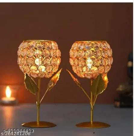 Crystal candle holder set of two