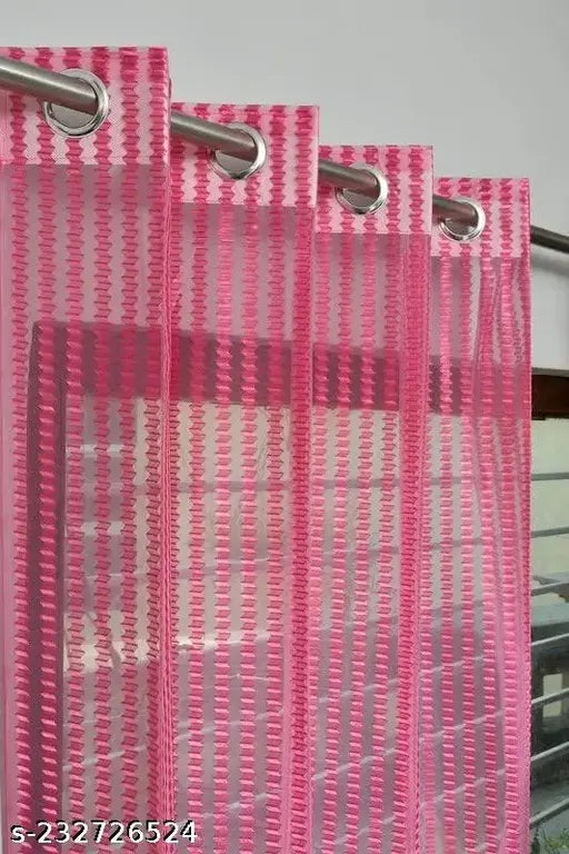 PRAFULL MILLAURE Poyester Net Tissue Transperant  Curtain for Door 7 Feet Pack of 1 Piece,Pink
