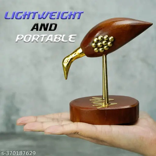 KAPER Brass and Wooden Swan Showpiece Sclupture Collectibles Set of 2 for Living Room Home Decoration table and Gifts (6.2 x 4.2 Inches)