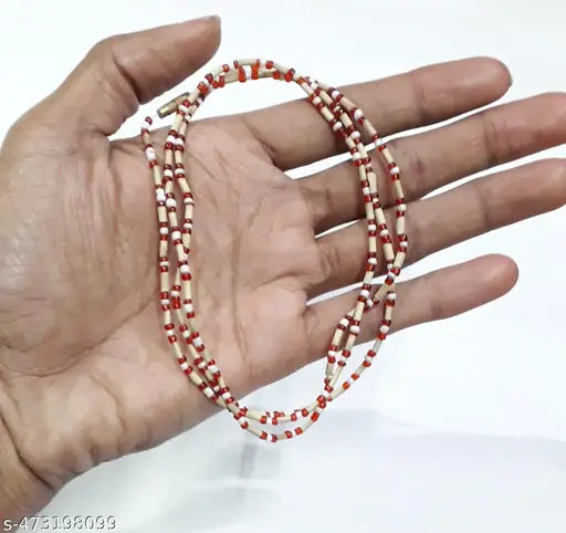 Tulsi Kanthi Mala 2 Round With Tulsi Beads & Crystal Wood Chains