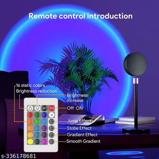 Plastic Lamp Projection Led Lights With Remote, 16 Colors Night Light 360° Color Changing Sunset  / Sun Light / Sunset Red / Rainbow , Night Light For Photography / Room / Bedroom / Car / Pictures