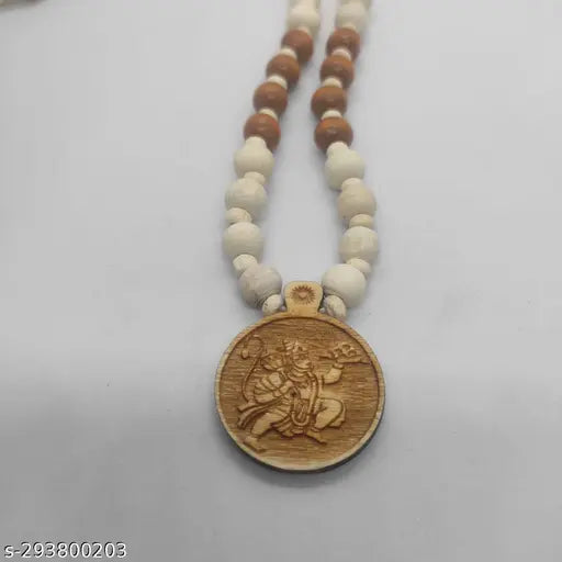 Hanuman Ji Wooden Locke Original Round Shape Beaded Tulsi Mala