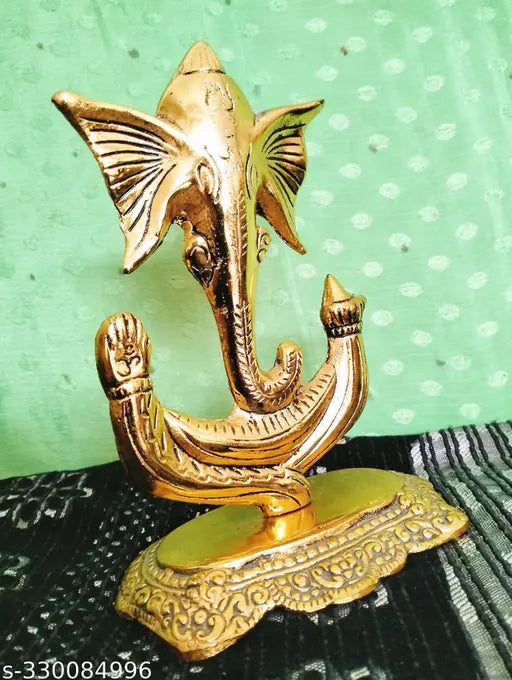 Lord GaneshJi Metal Lord Ganeshji Idol  Special  Ganeshji Chaturthi festival Exclusive Gift Decorative Showpiece - 18 cm  (Metal, Gold) GaneshJi Murti Ganesha Statue