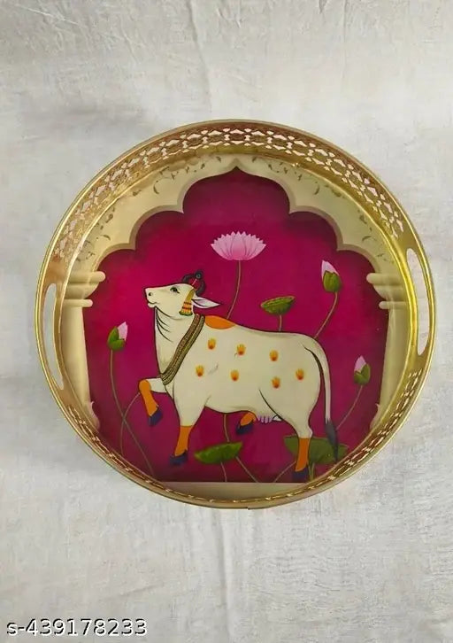 metal tray  cow 8'' inches by diameter